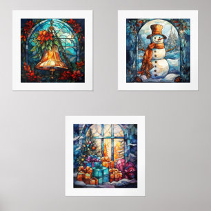 Stained Glass Holiday Scenes Print Set