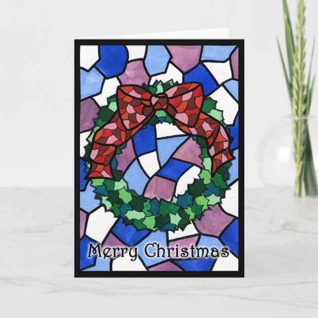 Stained Glass Holiday Wreath Card (Front)
