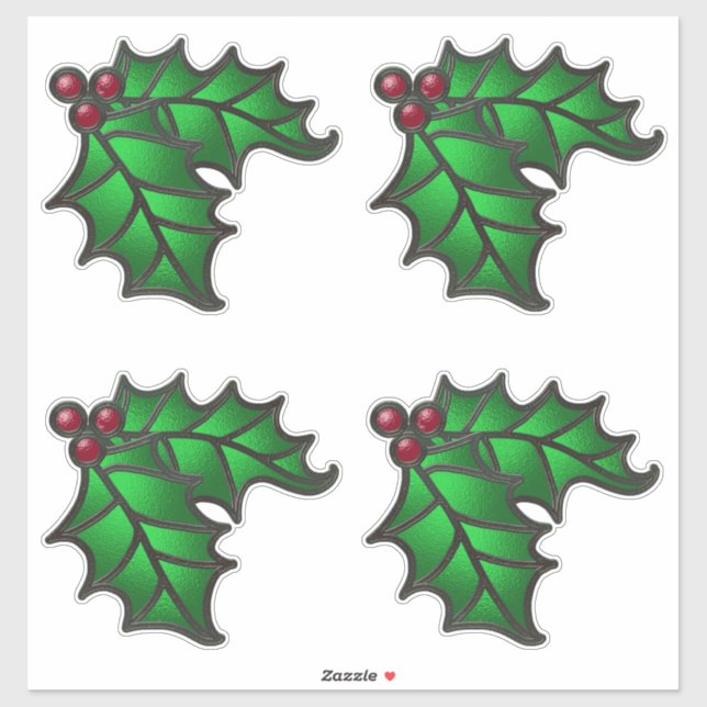 Stained Glass Holly and Berries Kit Sticker (Sheet)