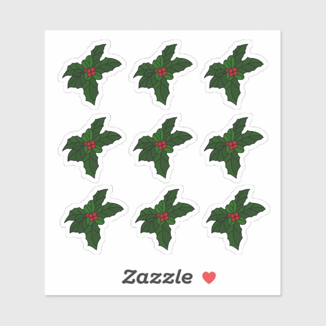Stained-Glass Holly Berries Sticker (Sheet)