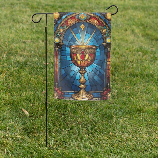 Stained Glass Holy Grail Christian Catholic Garden Flag (In SItu)