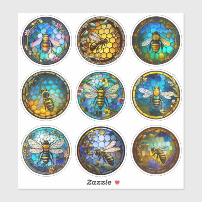 Stained Glass Honey Bees Sticker (Sheet)