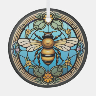 Stained Glass Honeybee Ornament