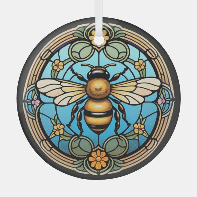 Stained Glass Honeybee Ornament (Front)