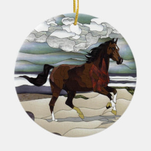Stained glass horse ceramic ornament