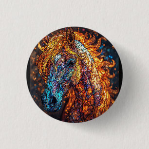 Stained Glass Horse Design Button