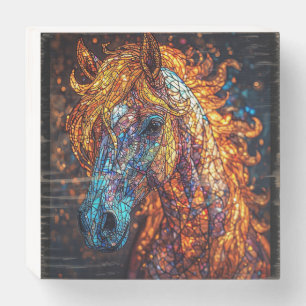 Stained Glass Horse Design Wooden Box Sign