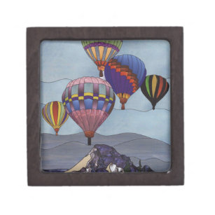 Stained glass hot air balloons keepsake box