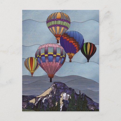 Stained glass hot air balloons postcard