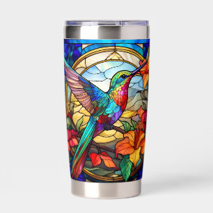 Stained Glass Hummingbird In Trumpet Flowers Insulated Tumbler
