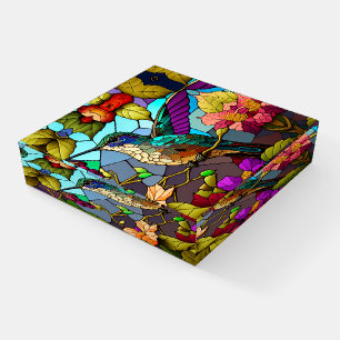 Stained Glass Hummingbird Paperweight