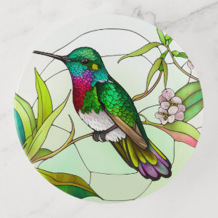 Stained Glass Hummingbird Trinket Tray