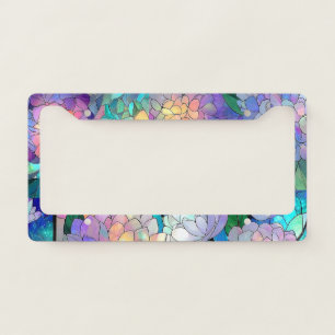Stained Glass Hydrangea Floral Car Accessories License Plate Frame