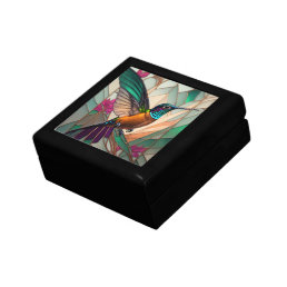 Stained Glass Illustration of a Hummingbird  Gift Box