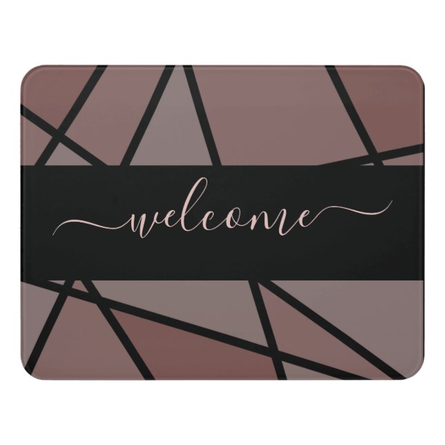 Stained Glass Imitation to Welcome Home Door Sign (Contemporary Front)
