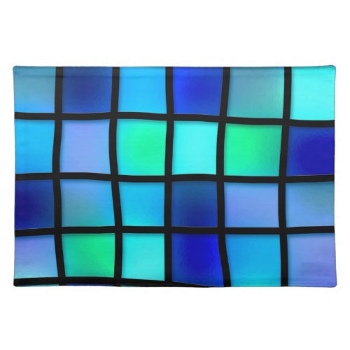 Stained glass in blue cloth placemat