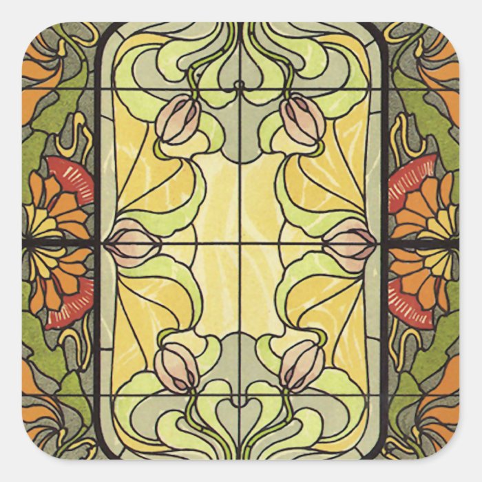 Stained Glass in Moss and Orange Stickers