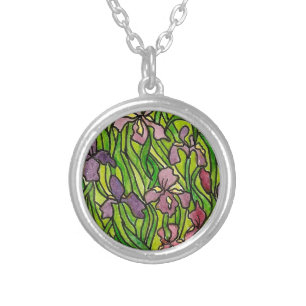 Stained Glass Iris Necklace