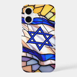 Stained Glass Israel Flag Mosaic Judaica Art  iPhone 17 Case
