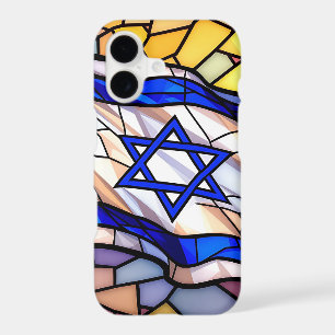 Stained Glass Israel Flag Mosaic Judaica Art iPhone 17 Case