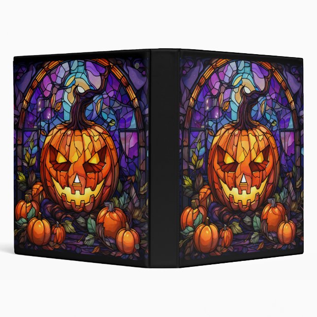 Stained Glass Jack-o'-Lantern 3 Ring Binder (Background)