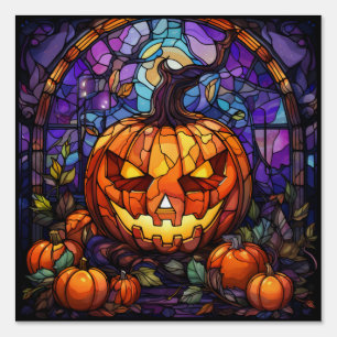 Stained Glass Jack-o'-Lantern: Spooky Elegance Sign