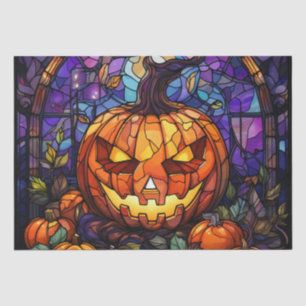 Stained Glass Jack-o'-Lantern: Spooky Elegance Tissue Paper