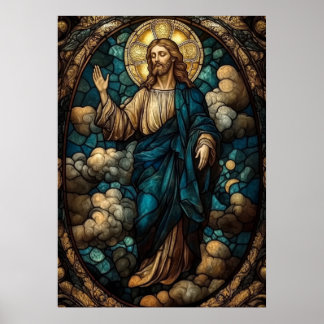 Stained Glass Jesus Art – Christian Poster