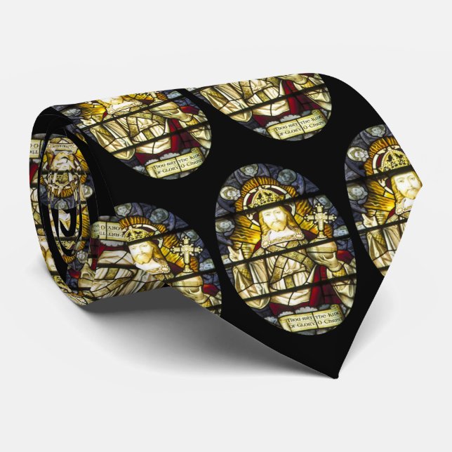 Stained Glass Jesus Christ King Catholic Neck Tie (Rolled)