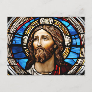 Stained Glass Jesus Christ Portrait  Postcard