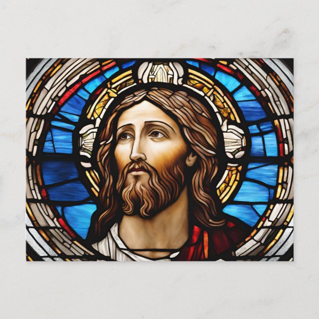 Stained Glass Jesus Christ Portrait  Postcard (Front)