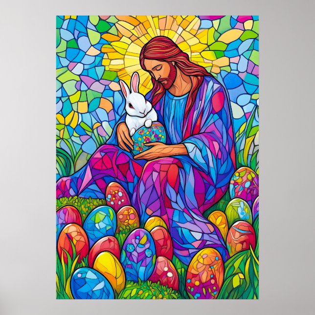 Stained Glass Jesus Christian Easter Poster (Front)