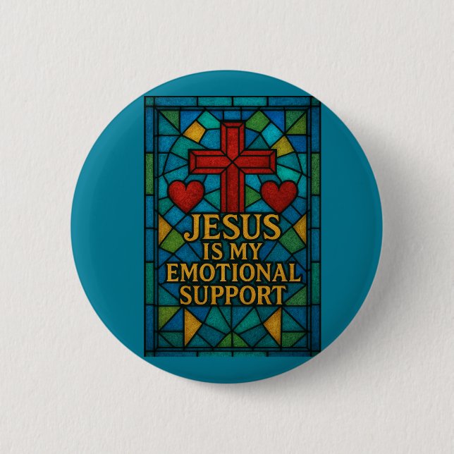 Stained Glass Jesus Christian Gift Button (Front)
