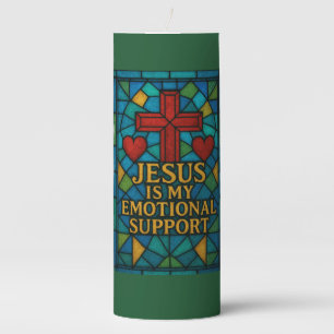 Stained Glass Jesus Christian Gift Pillar Candle