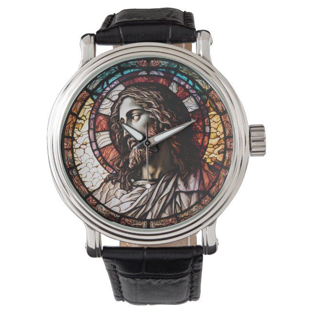 Stained Glass Jesus Design Wrist Watch (Front)