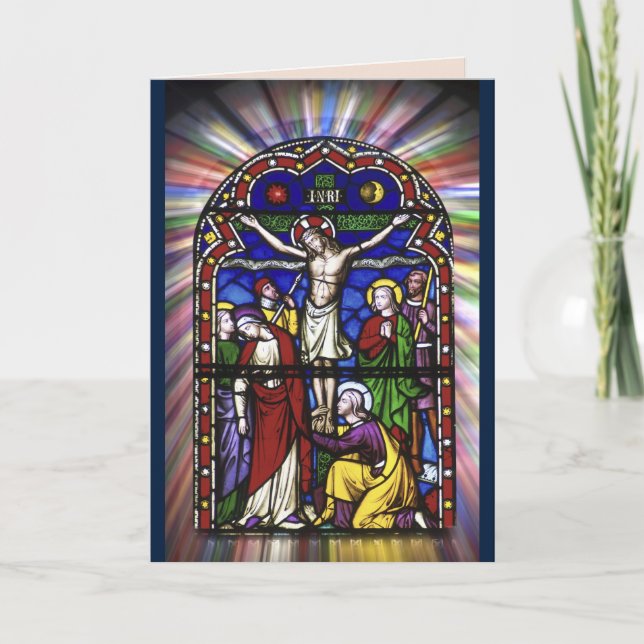 stained glass jesus greeting card (Front)