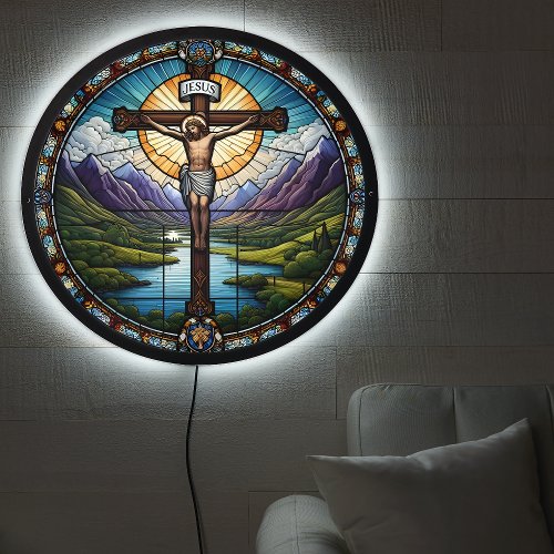 Stained Glass Jesus LED Sign