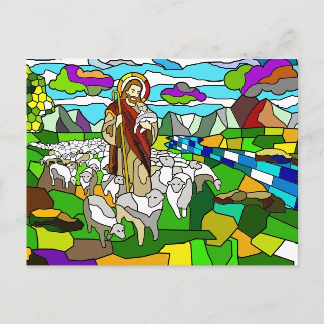 stained glass jesus postcard (Front)