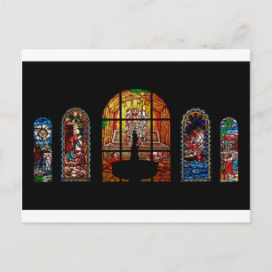 stained glass jesus postcard