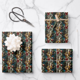 Stained Glass Jesus Praying In The Wilderness Wrapping Paper Sheets