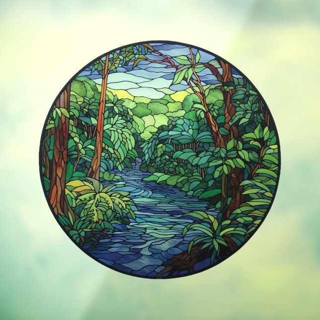 Stained Glass Jungle River Round Window Cling (Sheet 3)