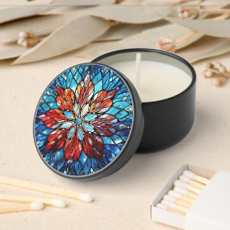Stained Glass Kaleidoscope Christmas Wreath Mini Candle Favors