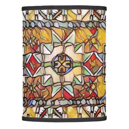 Stained Glass Kazakh Rug Lamp Shade (Front)