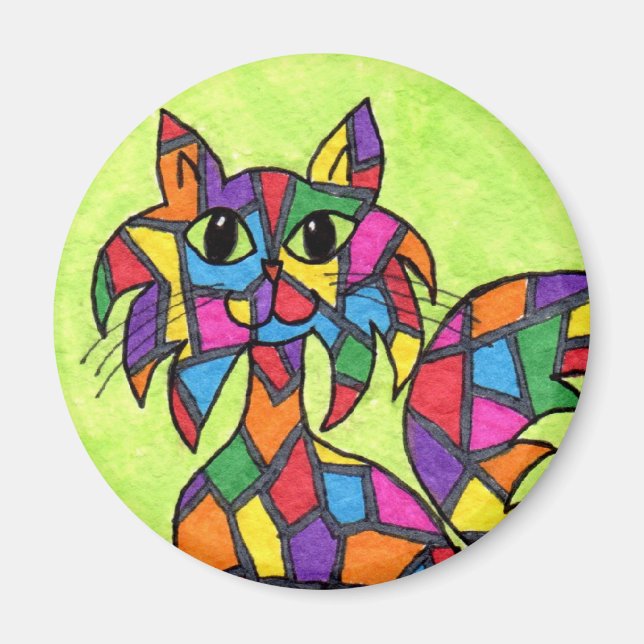 Stained Glass Kitty Magnet (Front)