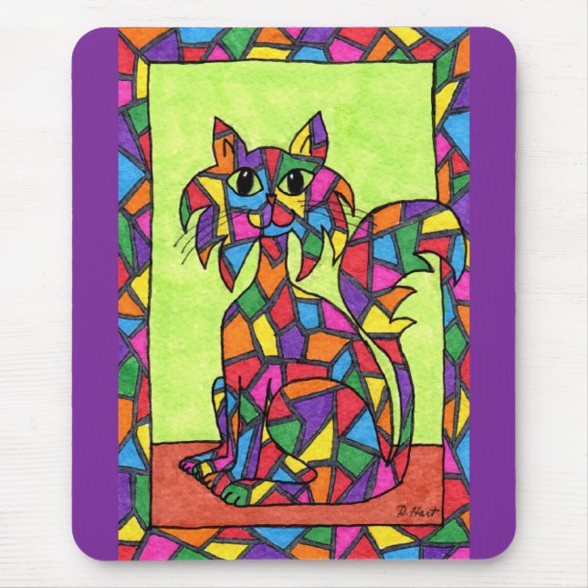 Stained Glass Kitty Mouse Pad (Front)