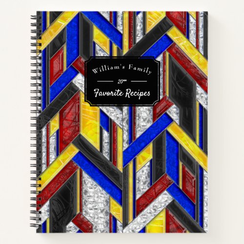 Stained Glass l Art Deco Arrows Pattern Recipe Notebook