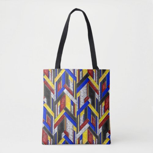 Stained Glass l Art Deco Arrows Pattern Tote Bag