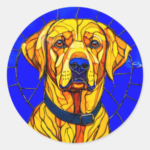 Stained glass labrador classic round sticker