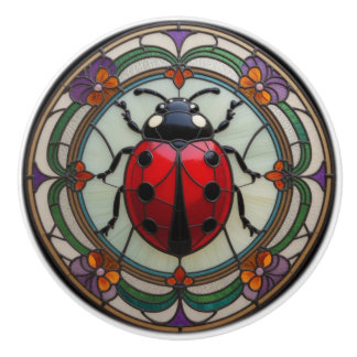 Stained Glass Ladybug Ceramic Knob