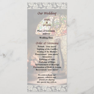 Stained Glass Lamp and Flowers Wedding Program
